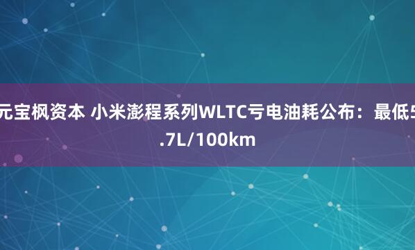 元宝枫资本 小米澎程系列WLTC亏电油耗公布：最低5.7L/100km